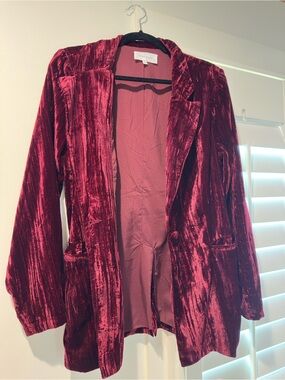 Dear John Burgundy Velvet Blazer